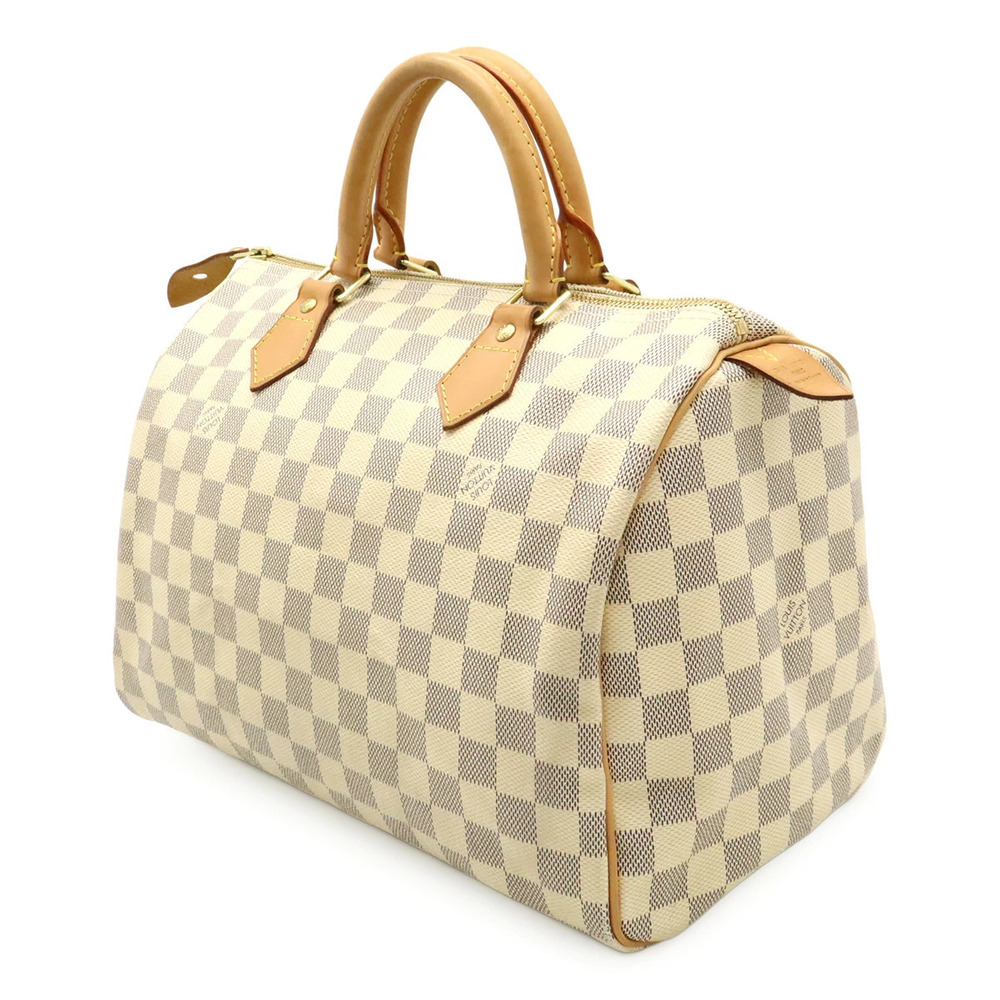 Louis Vuitton White Azur Boston Handbag Damier Bag Speedy White